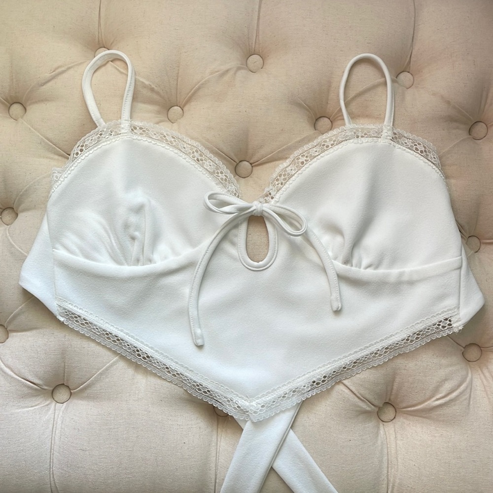 Tiger Mist XS Lace Tie Back Top